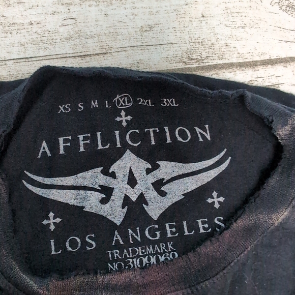 Affliction Vintage Y2K Skull Grim Reaper Black And Red T Shirt Men Size XL - Picture 6 of 9